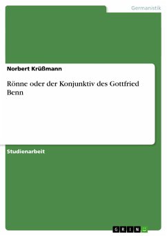 Rönne oder der Konjunktiv des Gottfried Benn - Krüßmann, Norbert