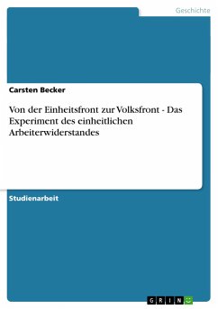 Von der Einheitsfront zur Volksfront - Das Experiment des einheitlichen Arbeiterwiderstandes - Becker, Carsten