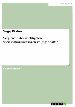 Vergleiche der wichtigsten Sozialisationsinstanzen im Jugendalter - Küstner, Sergej