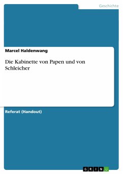 Die Kabinette von Papen und von Schleicher - Haldenwang, Marcel