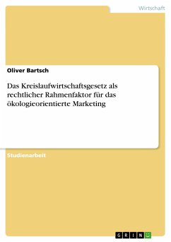 Das Kreislaufwirtschaftsgesetz als rechtlicher Rahmenfaktor für das ökologieorientierte Marketing - Bartsch, Oliver