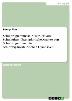 Schulprogramme als Ausdruck von Schulkultur - Exemplarische Analyse von Schulprogrammen in schleswig-holsteinischen Gymnasien - Alze, Benny