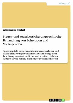 Steuer- und sozialversicherungsrechtliche Behandlung von Lehrenden und Vortragenden - Herbst, Alexander