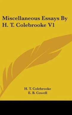 Miscellaneous Essays By H. T. Colebrooke V1