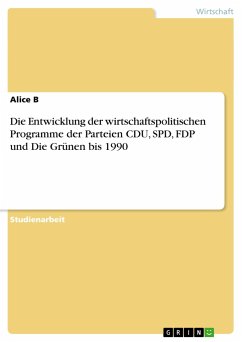 Die Entwicklung der wirtschaftspolitischen Programme der Parteien CDU, SPD, FDP und Die Grünen bis 1990