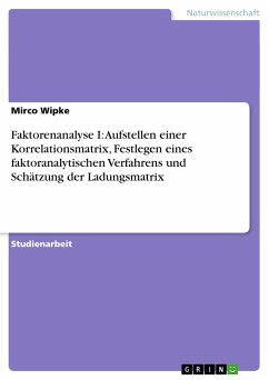 Faktorenanalyse I: Aufstellen einer Korrelationsmatrix, Festlegen eines faktoranalytischen Verfahrens und Schätzung der Ladungsmatrix - Wipke, Mirco