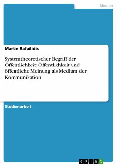 Systemtheoretischer Begriff der Öffentlichkeit: Öffentlichkeit und öffentliche Meinung als Medium der Kommunikation - Rafailidis, Martin