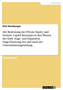 Die Bedeutung des Private Equity und Venture Capital Konzepts in den Phasen des Early Stage- und Expansion Stage-Financing bei und nach der Unternehmensgründung - Heimburger, Dirk