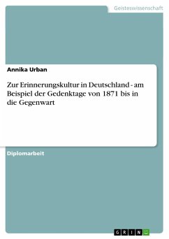 Zur Erinnerungskultur in Deutschland - am Beispiel der Gedenktage von 1871 bis in die Gegenwart - Urban, Annika