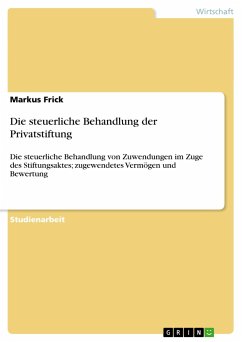 Die steuerliche Behandlung der Privatstiftung - Frick, Markus
