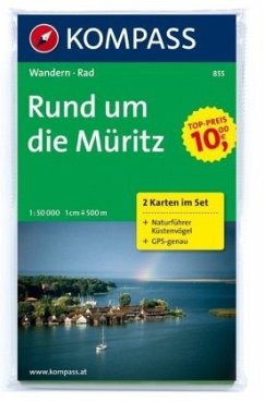 Kompass Karte Rund um die Müritz, 2 Bl. m. Kompass Naturführer Küstenvögel an Nord- und Ostsee