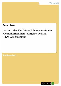 Leasing oder Kauf eines Fahrzeuges für ein Kleinunternehmen - KingTec: Leasing (PKW-Anschaffung) - Brem, Anton
