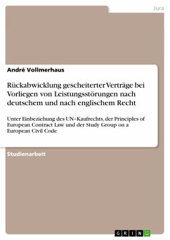 Rückabwicklung gescheiterter Verträge bei Vorliegen von Leistungsstörungen nach deutschem und nach englischem Recht - Vollmerhaus, André