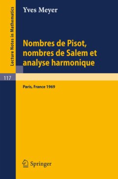 Nombres de Pisot, Nombres de Salem et Analyse Harmonique - Meyer, Yves