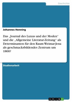 Das ¿Journal des Luxus und der Moden¿ und die ¿Allgemeine Literatur-Zeitung¿ als Determinanten für den Raum Weimar-Jena als geschmacksbildendes Zentrum um 1800? - Henning, Johannes