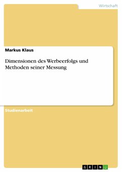 Dimensionen des Werbeerfolgs und Methoden seiner Messung - Klaus, Markus