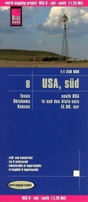 World Mapping Project Reise Know-How Landkarte USA 08, Süd (1:1.250.000) : Kansas, Oklahoma, Texas. South USA. Le sud des états-unis. EE.UU. sur