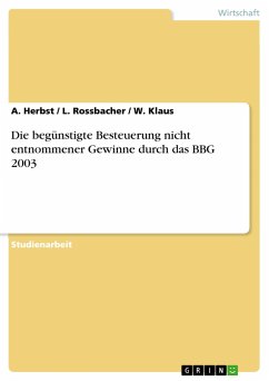 Die begünstigte Besteuerung nicht entnommener Gewinne durch das BBG 2003 - Herbst, A.;Klaus, W.;Rossbacher, L.