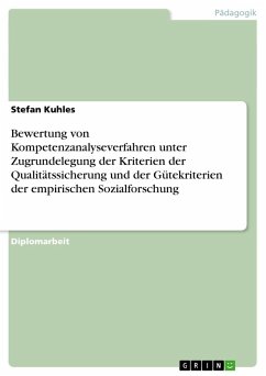 Bewertung von Kompetenzanalyseverfahren unter Zugrundelegung der Kriterien der Qualitätssicherung und der Gütekriterien der empirischen Sozialforschung - Kuhles, Stefan