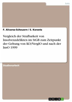 Vergleich der Strafbarkeit von Insolvenzdelikten im StGB zum Zeitpunkt der Geltung von KO/VerglO und nach der InsO 1999 - Korzetz, S.;Alvarez-Scheuern, F.