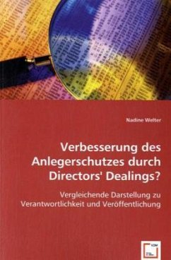 Verbesserung des Anlegerschutzes durch Directors` Dealings? - Welter, Nadine