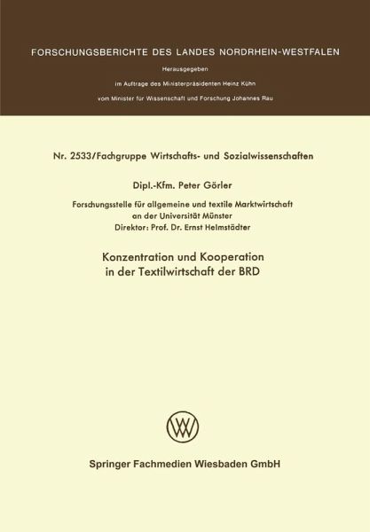 Konzentration und Kooperation in der Textilwirtschaft der BRD