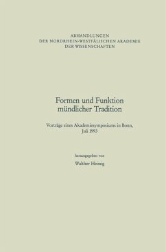 Formen und Funktion mündlicher Tradition - Heissig, Walther