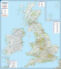 Great Britain & Ireland - Michelin rolled & tubed wall map Encapsulated - Michelin