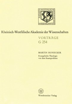 Evangelische Theologie vor dem Staatsproblem - Honecker, Martin