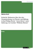 Kritische Diskussion über den den Zusammenhang von Theater und Bildung in Karl Philipp Moritz' "Anton Reiser" unter Einbezug von Goethes "Wilhelm Meister"