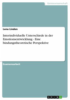 Interindividuelle Unterschiede in der Emotionsentwicklung - Eine bindungstheoretische Perspektive - Linden, Lena