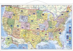Stiefel Wandkarte Kleinformat USA, Bundesstaaten mit Postleitzahlen, englische Ausgabe, mit Metallstäben
