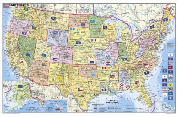 Carte géographique Stiefel USA politisch mit PLZ