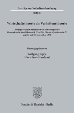 Cover Wirtschaftstheorie als Verhaltenstheorie.