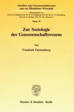 Zur Soziologie des Genossenschaftswesens. - Fürstenberg, Friedrich