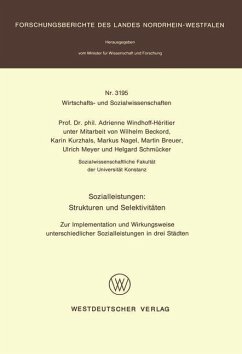 Sozialleistungen: Strukturen und Selektivitäten - Windhoff-Héritier, Adrienne