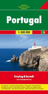 Portugal, Straßenkarte 1:500.000, freytag & berndt. Portogallo