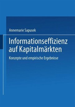 Informationseffizienz auf Kapitalmärkten - Sapusek, Annemarie