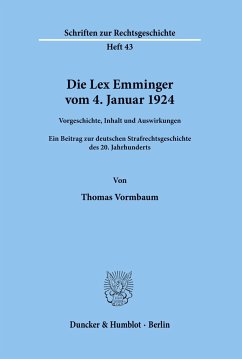 Die Lex Emminger vom 4. Januar 1924. - Vormbaum, Thomas