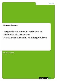 Vergleich von Auktionsverfahren im Hinblick auf Anreize zur Marktmachtausübung an Energiebörsen - Schuster, Henning