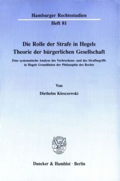 Die Rolle der Strafe in Hegels Theorie der bürgerlichen Gesellschaft. - Klesczewski, Diethelm