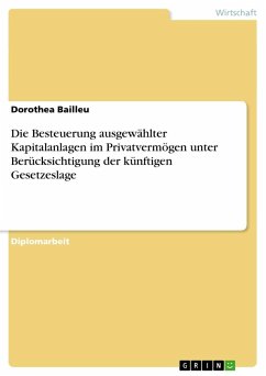 Die Besteuerung ausgewählter Kapitalanlagen im Privatvermögen unter Berücksichtigung der künftigen Gesetzeslage - Bailleu, Dorothea