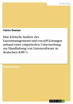 Eine kritische Analyse des Lizenzmanagements und von ASP-Lösungen anhand einer empirischen Untersuchung zur Handhabung von Lizenzsoftware in deutschen KMU's - Duman, Yalcin