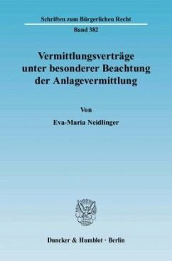 Cover Vermittlungsverträge unter besonderer Beachtung der Anlagevermittlung.