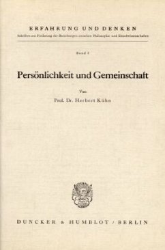 Persönlichkeit und Gemeinschaft. - Kühn, Herbert Persönlichkeit und Gemeinschaft. - Kühn, Herbert