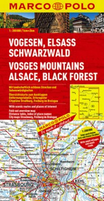 Marco Polo Karte Vogesen, Elsass, Schwarzwald. Vosges Mountains, Alsace, Black Forest. Massif des Vosges, Alsace, Foret Noire