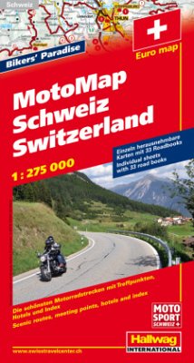 Schweiz MotoMap 1:275 000 Motorradkarte. MotoMap Switzerland. MotoMap Suisse. MotoMap Svizzera