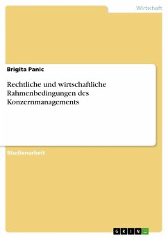 Rechtliche und wirtschaftliche Rahmenbedingungen des Konzernmanagements - Panic, Brigita