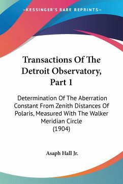 Transactions Of The Detroit Observatory, Part 1