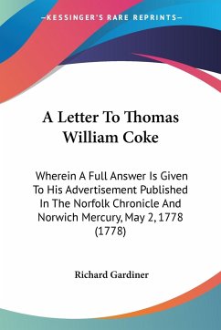A Letter To Thomas William Coke - Gardiner, Richard